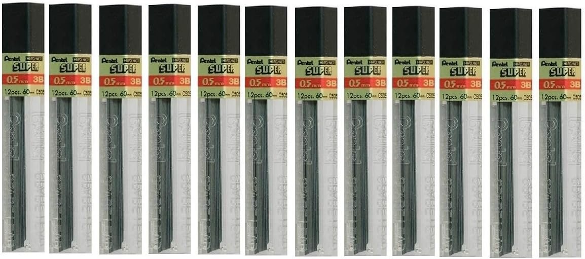 Wkłady do Ołówka grafitowego Pentel 0,5 mm 3B 11 tub po 12 końcówek