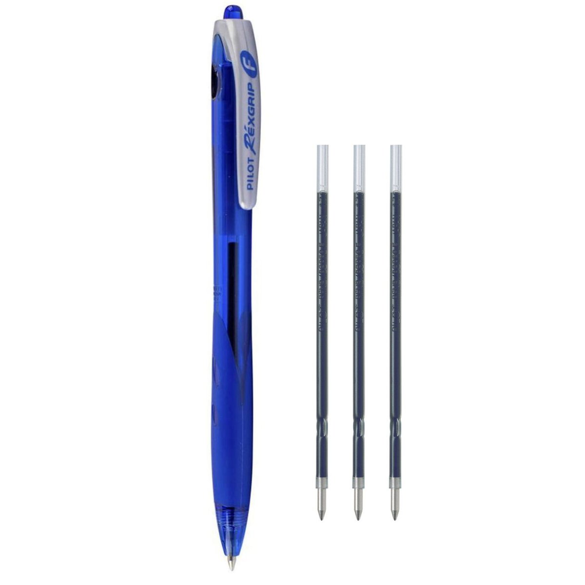 Pilot  Zestaw długopis olejowy REXGRIP niebieski + 3 wkłady