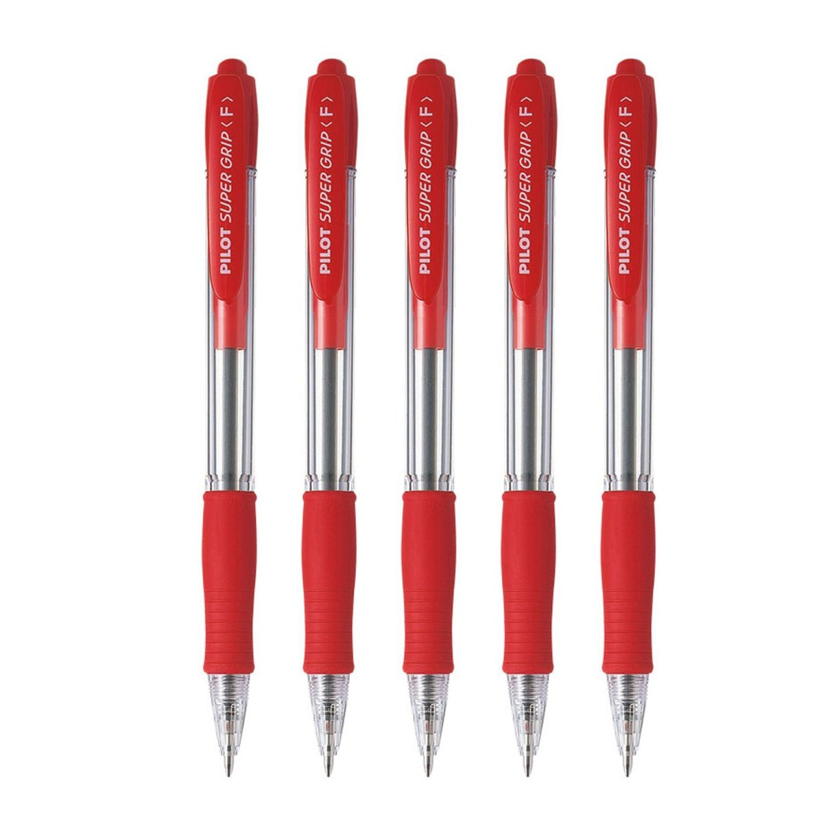 Pilot  Długopis olejowy czerwony automatyczny SUPER GRIP zestaw 5 sztuk