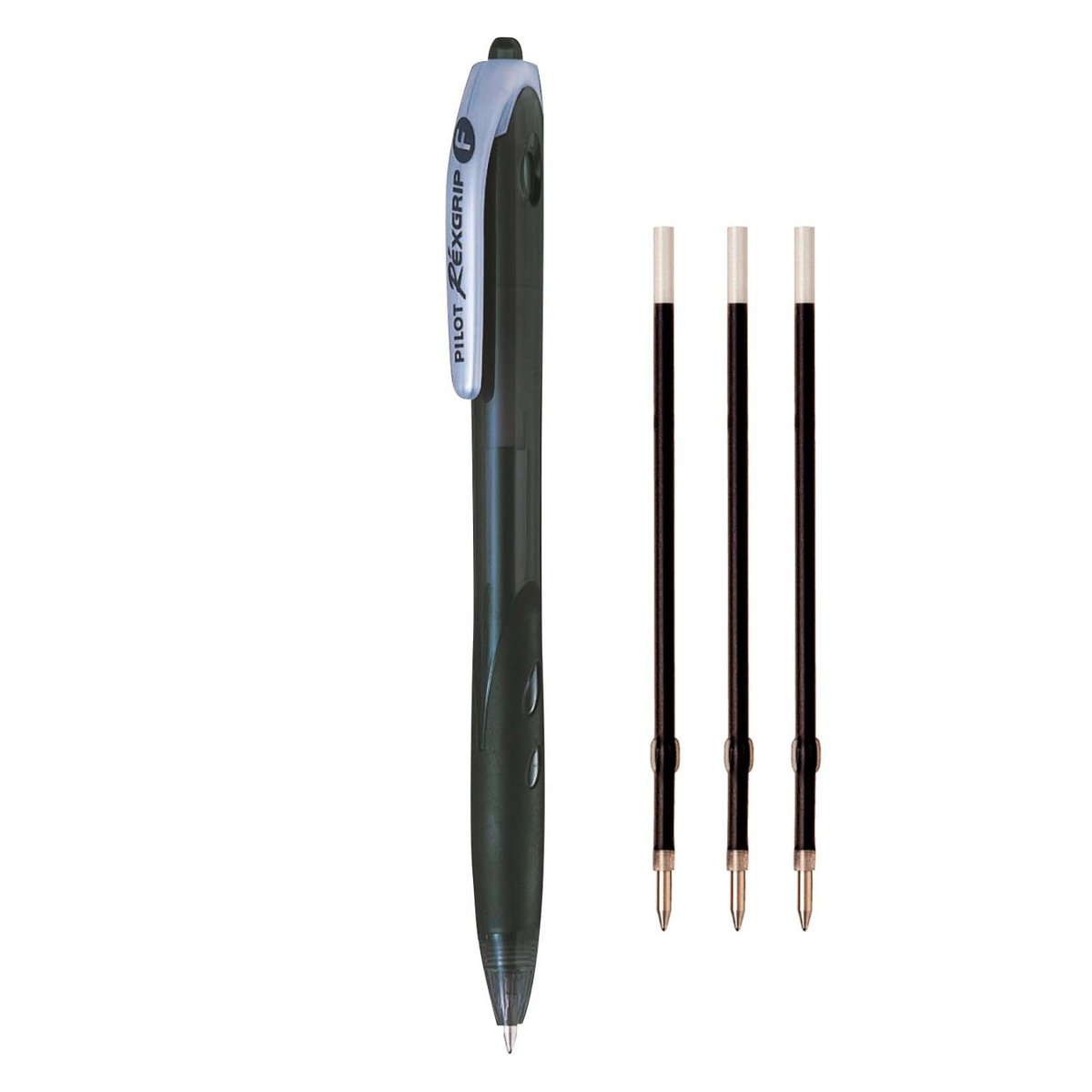 Pilot  Zestaw długopis olejowy REXGRIP czarny + 3 wkłady
