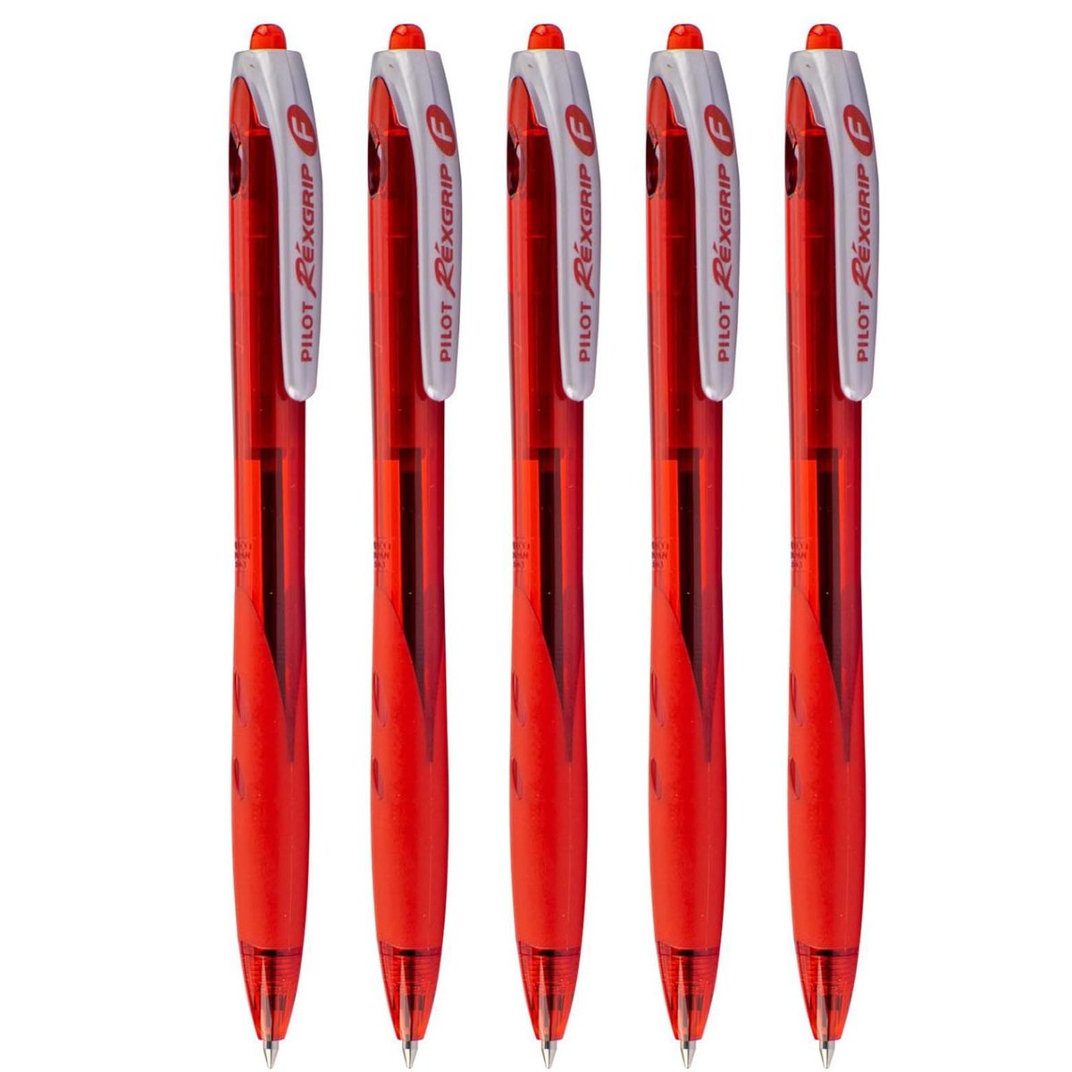 Pilot  Długopis olejowy REXGRIP czerwony zestaw 5 sztuk