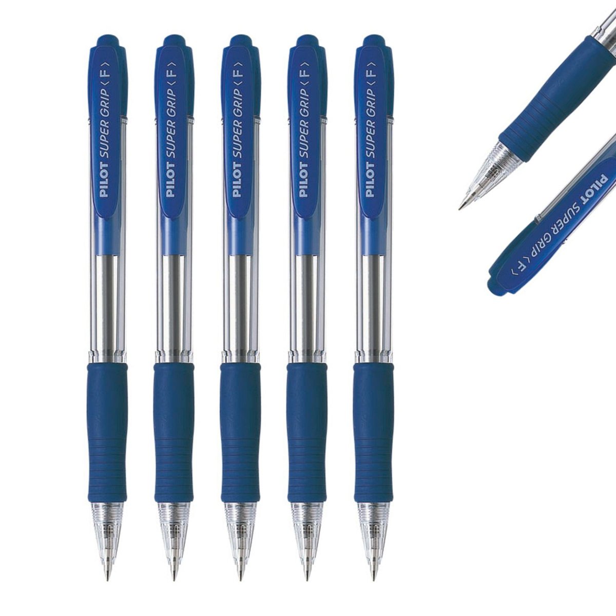 Pilot  Długopis olejowy niebieski automatyczny SUPER GRIP zestaw 5 sztuk
