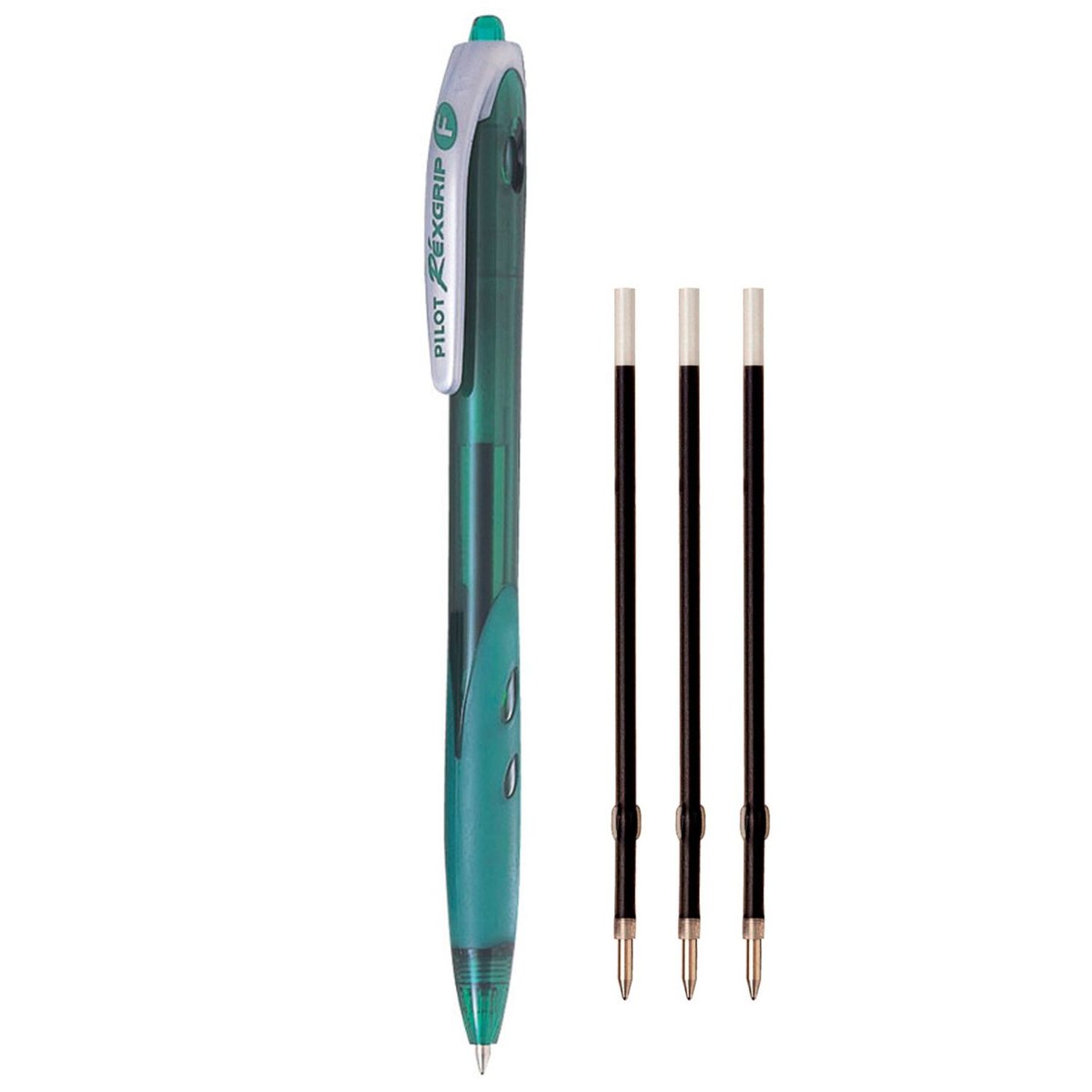 Pilot  Zestaw długopis olejowy REXGRIP zielony + 3 wkłady