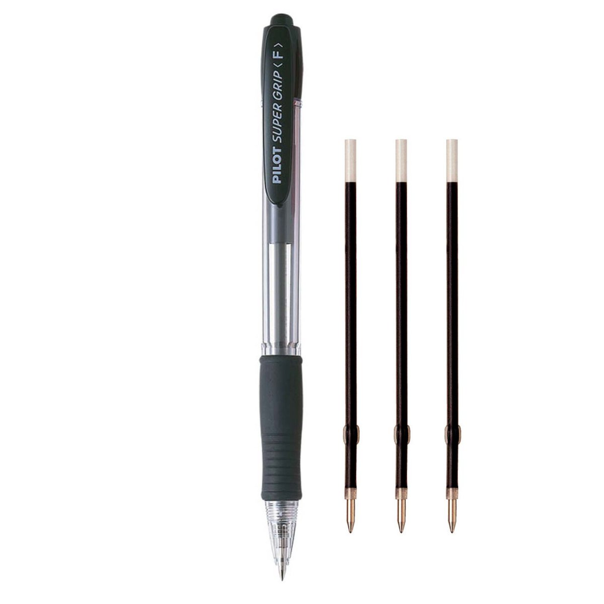 Pilot  Zestaw długopis olejowy czarny automatyczny SUPER GRIP + 3 wkłady