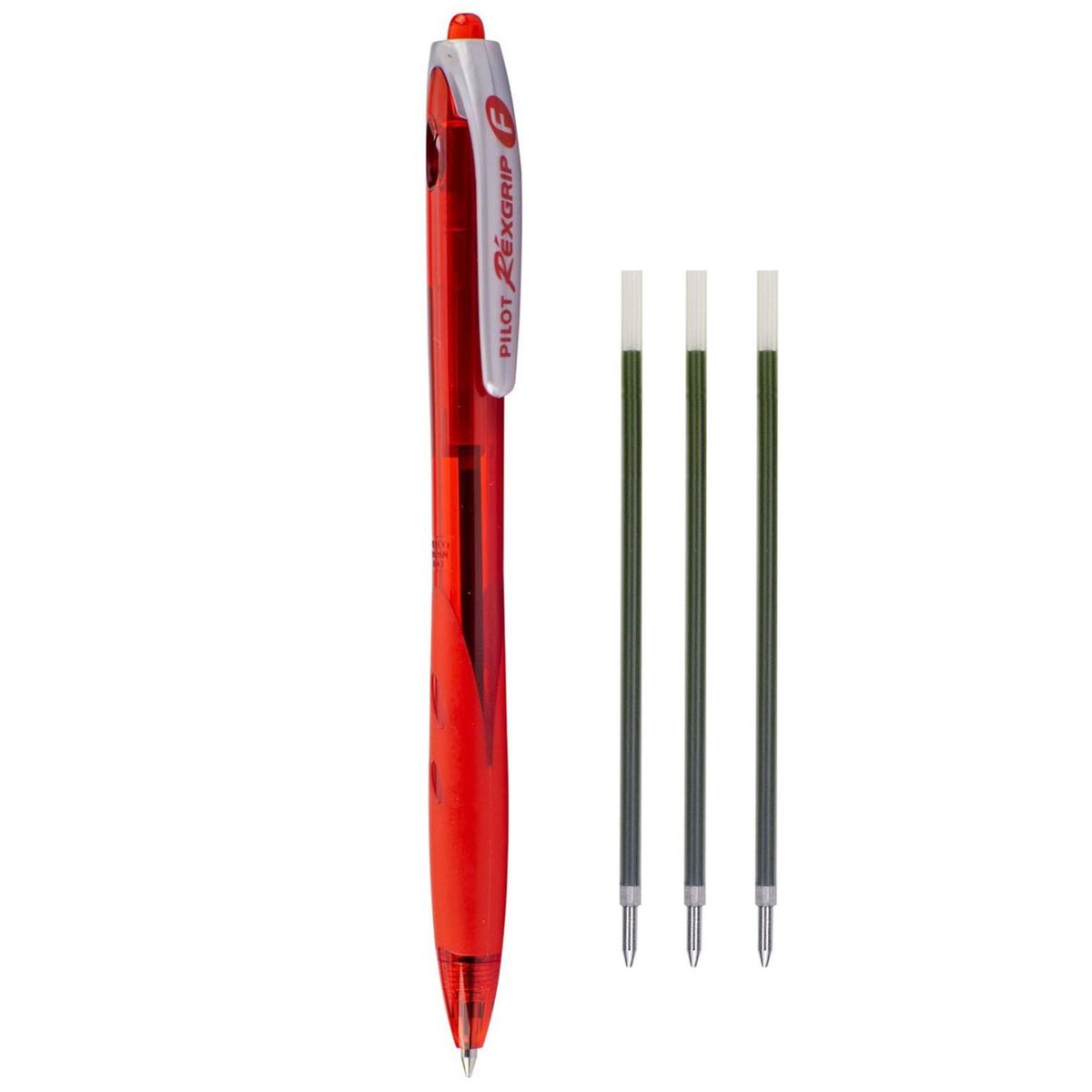 Pilot  Zestaw długopis olejowy REXGRIP czerwony + 3 wkłady