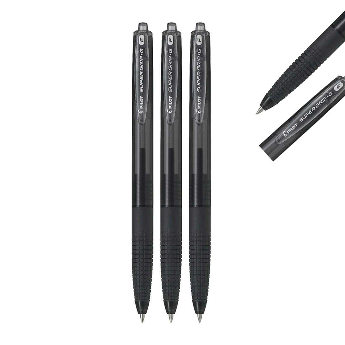 Pilot  Długopis olejowy automatyczny SUPER GRIP G czarny zestaw 3 sztuki