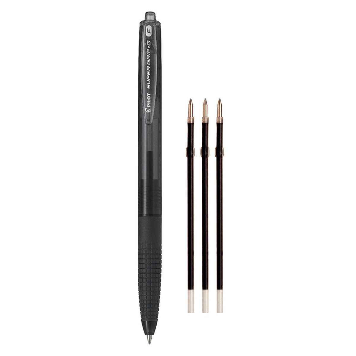 Pilot  Zestaw długopis olejowy automatyczny SUPER GRIP G czarny + 3 wkłady