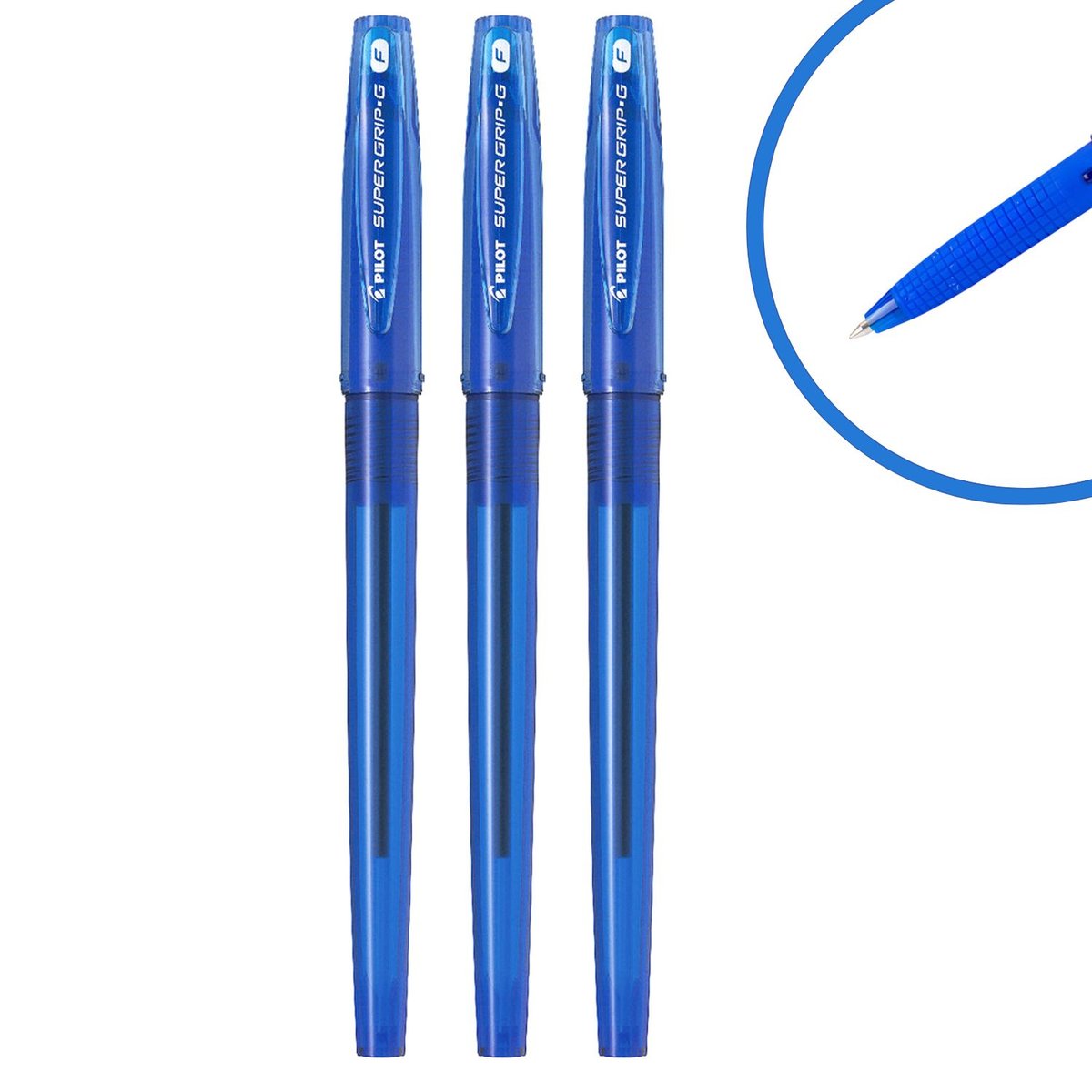 Pilot  Długopis olejowy SUPER GRIP G skuwka niebieski zestaw 3 sztuki