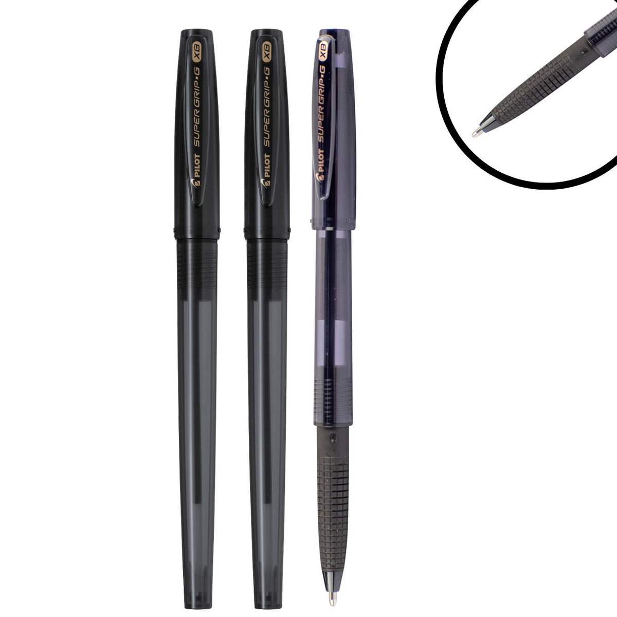 Pilot  Długopis olejowy SUPER GRIP skuwka czarny zestaw 3 sztuki