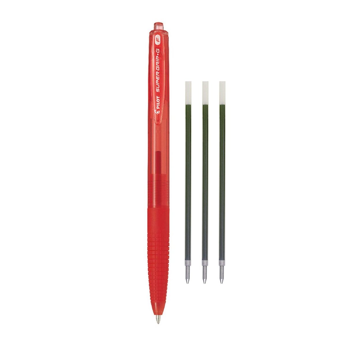 Pilot  Zestaw długopis olejowy automatyczny SUPER GRIP G czerwony + 3 wkłady