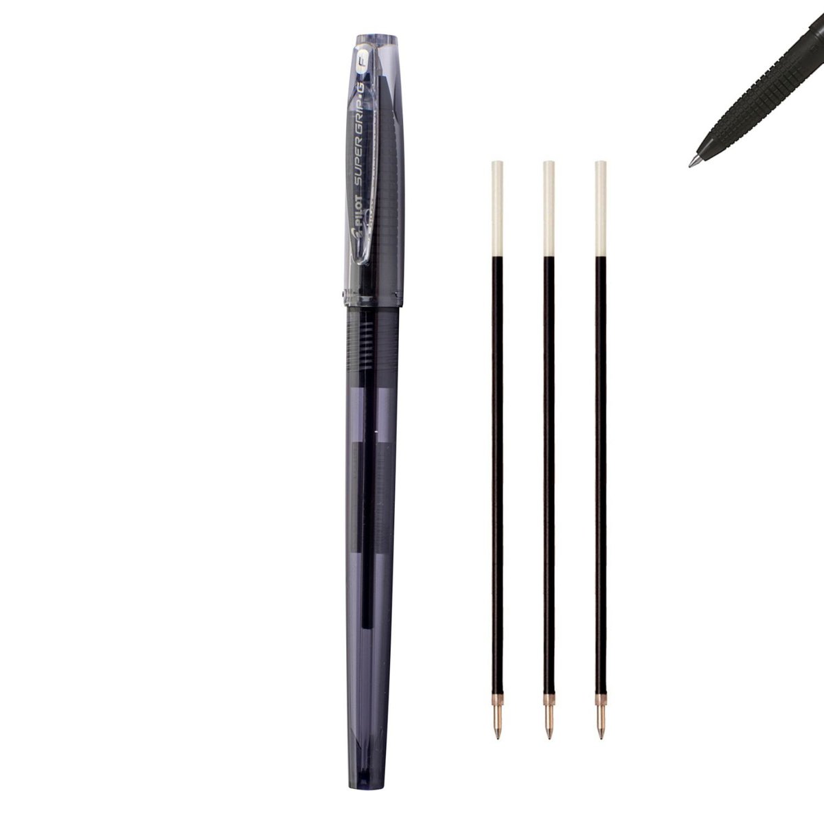 Pilot  Zestaw długopis olejowy SUPER GRIP G skuwka czarny + 3 wkłady