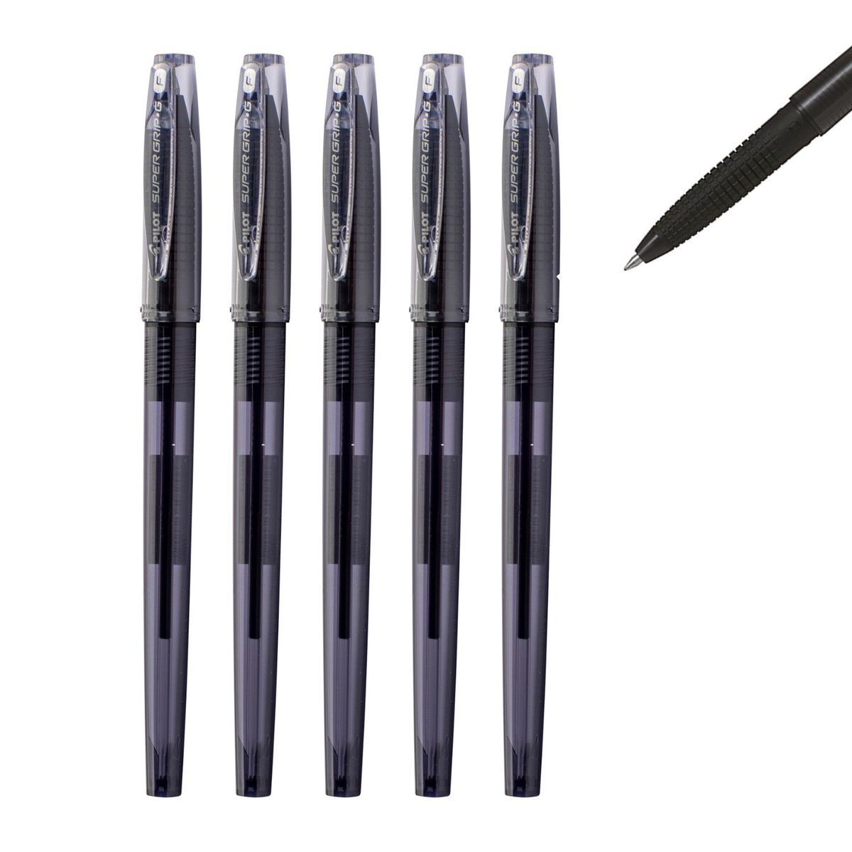 Pilot  Długopis olejowy SUPER GRIP G skuwka czarny zestaw 5 sztuk