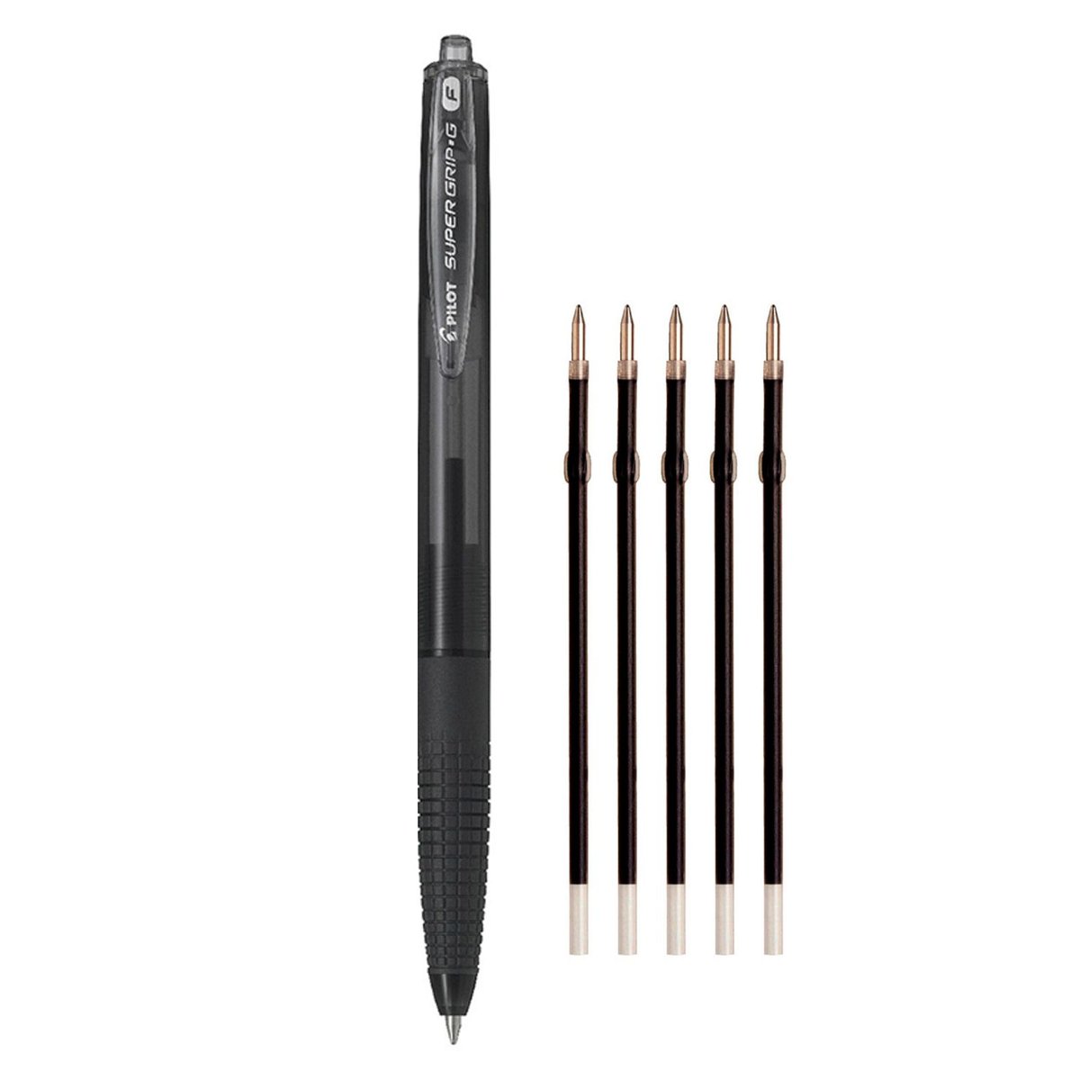 Pilot  Zestaw długopis olejowy SUPER GRIP G czarny + 5 wkładów