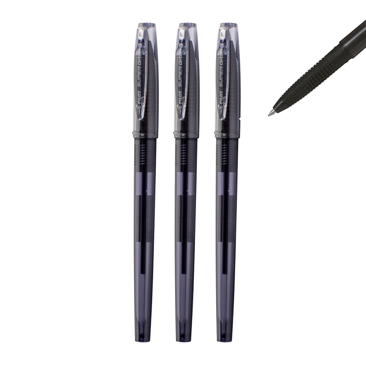 Pilot  Długopis olejowy SUPER GRIP G skuwka czarny zestaw 3 sztuki