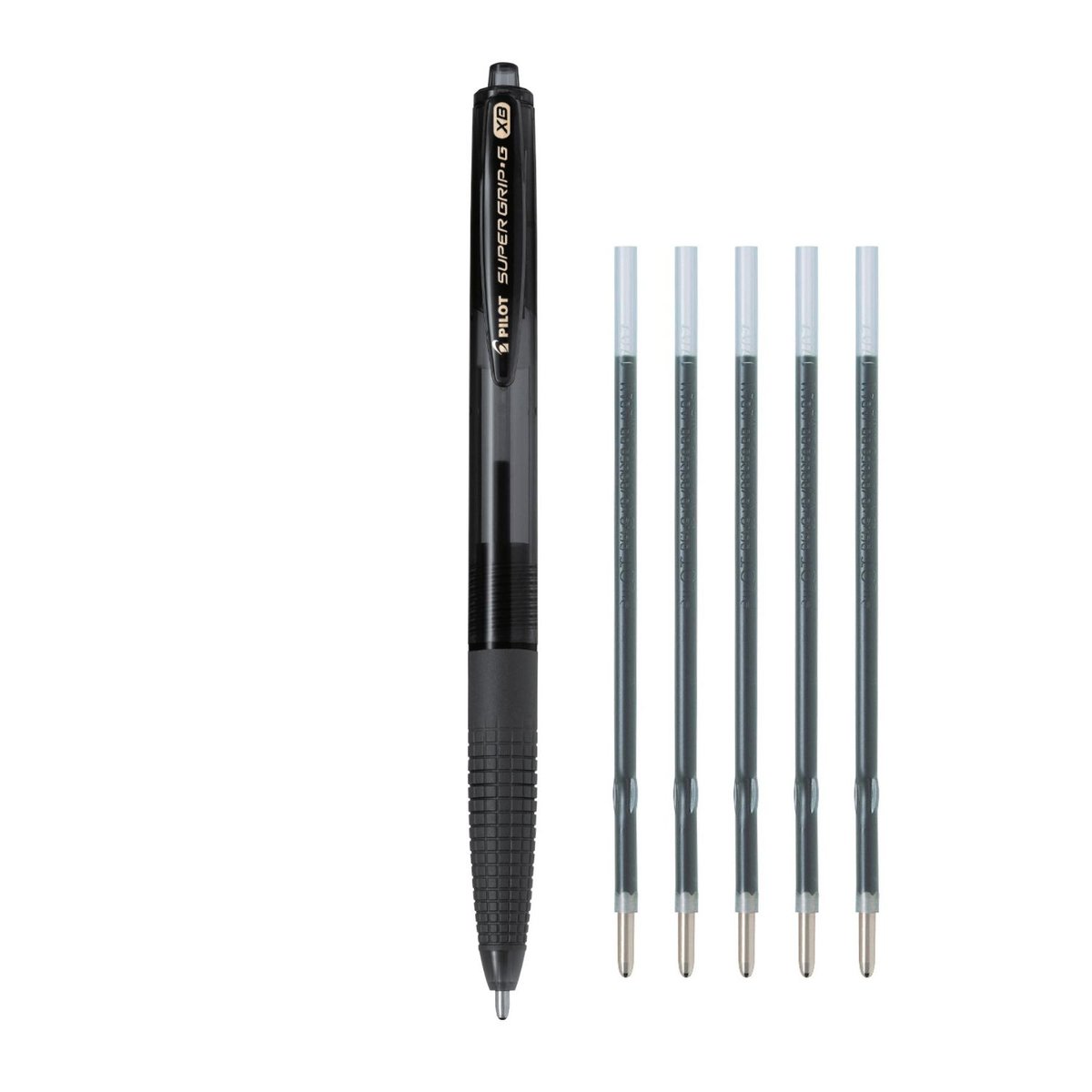 Pilot  Zestaw długopis olejowy automatyczny SUPER G czarny + 5 wkładów