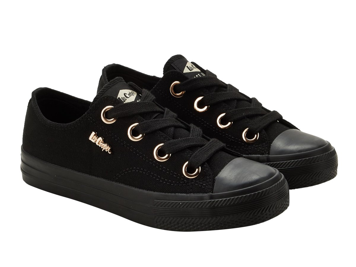 Trampki damskie Lee Cooper 4069L niskie czarne tekstylne sznurowane-39