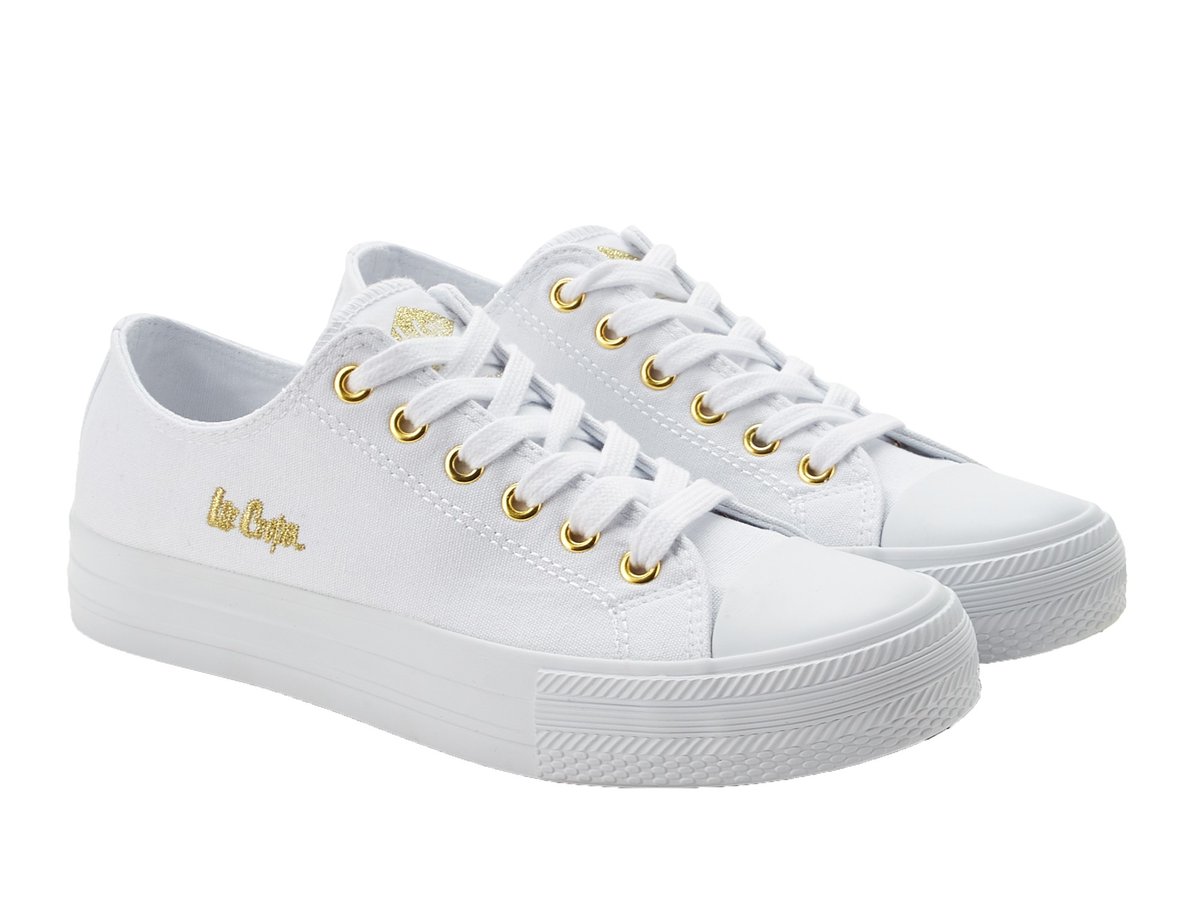 Trampki damskie białe Lee Cooper 4056L tekstylne tenisówki sznurowane-37