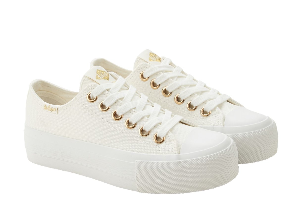 Trampki damskie białe Lee Cooper 4369L na platformie na grubej podeszwie-38