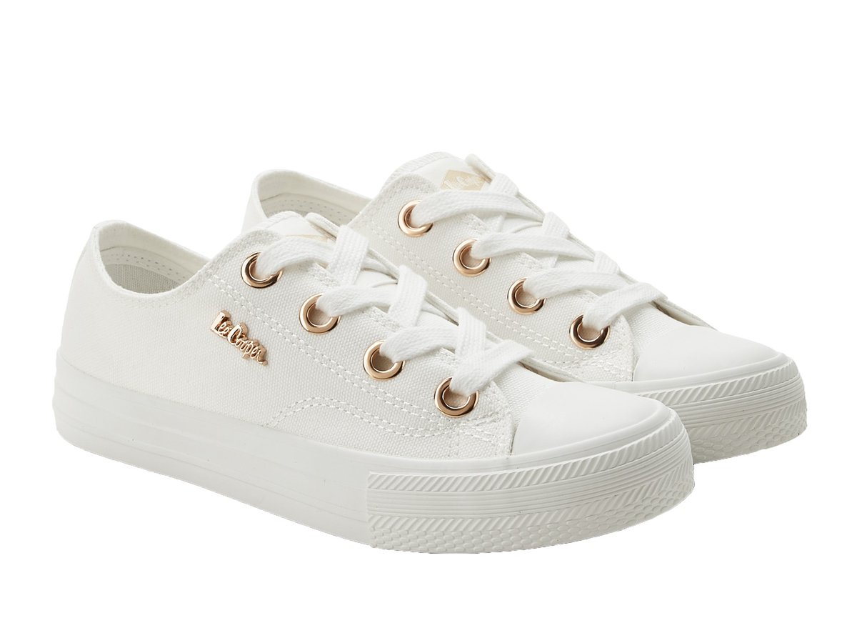 Trampki damskie białe Lee Cooper 4068L tekstylne tenisówki sznurowane-36