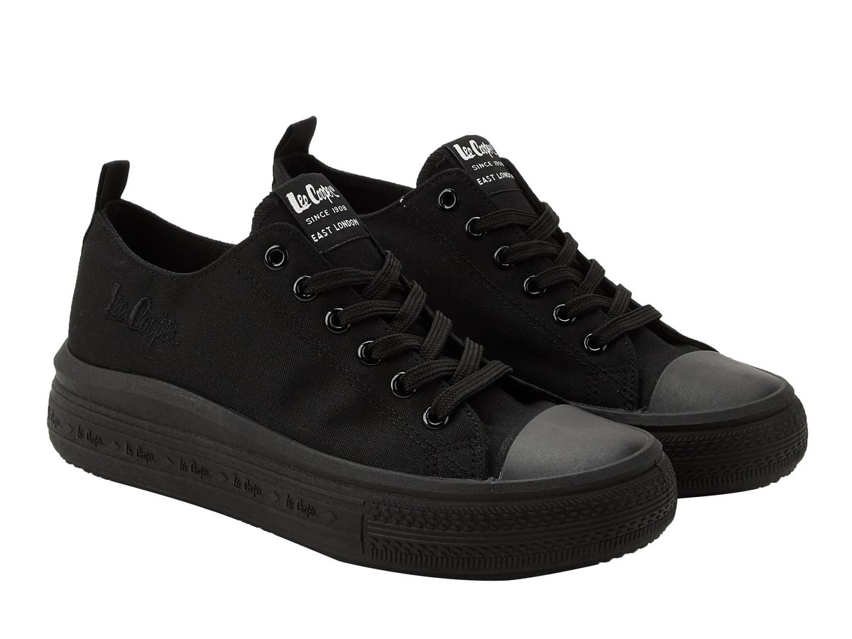 Trampki damskie Lee Cooper 4484L na platformie tekstylne całe czarne-38