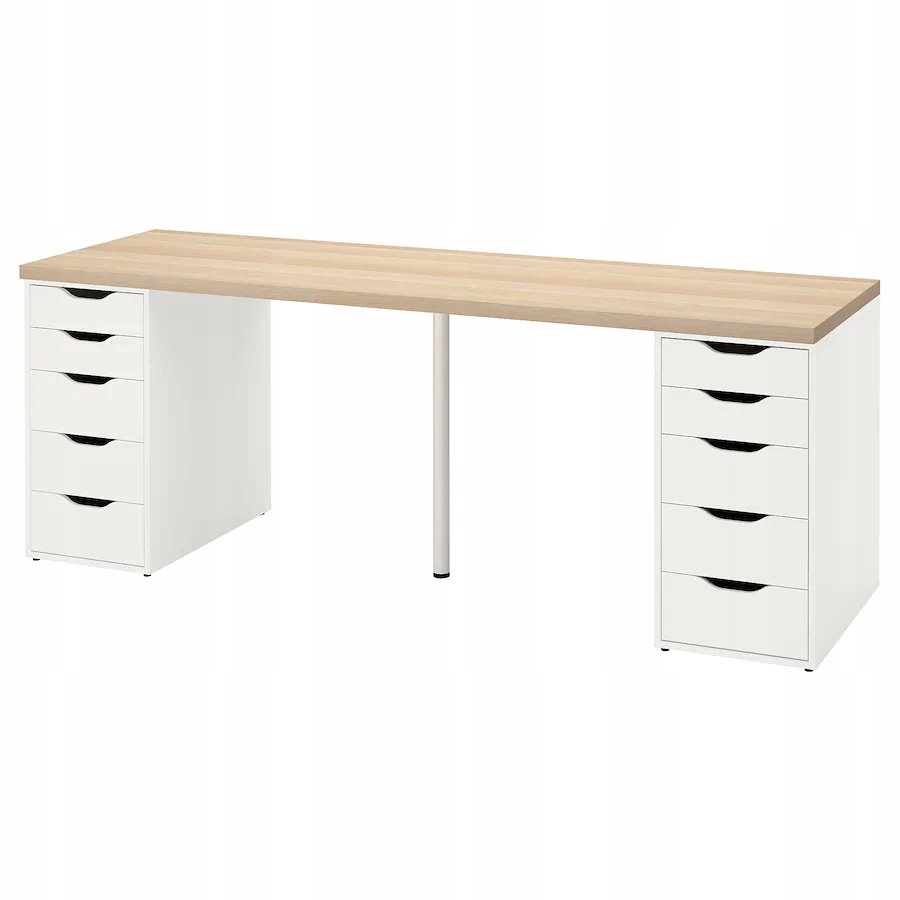 IKEA LAGKAPTEN / ALEX Biurko, dąb/biały 200x60 cm