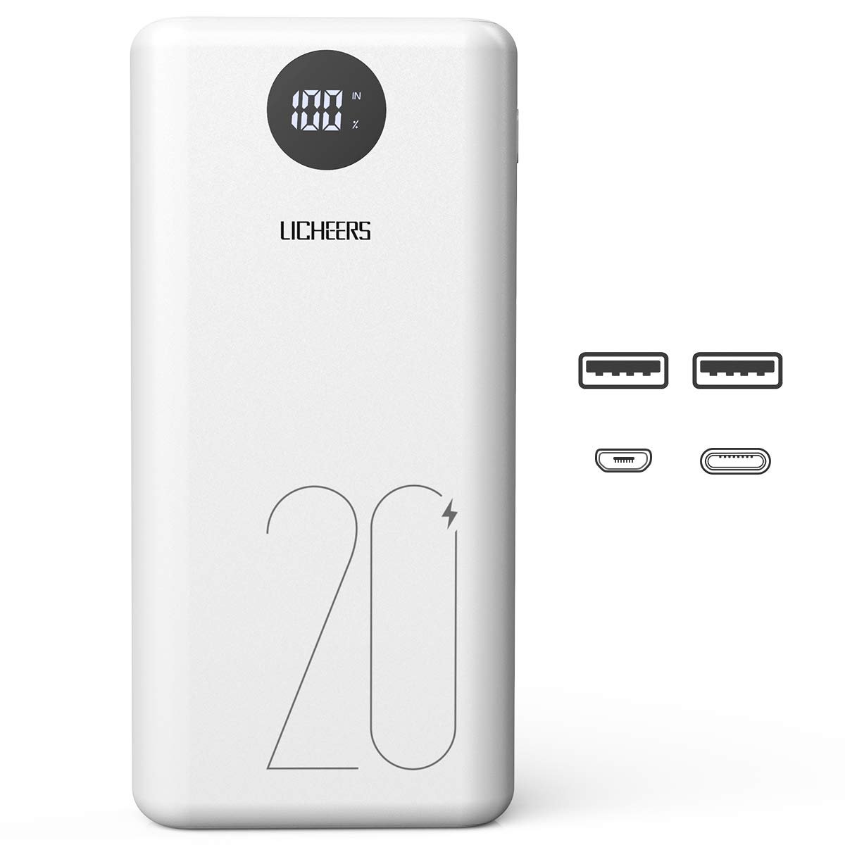 Powerbank 20000 mAh 2USB Wyświetlacz LCD
