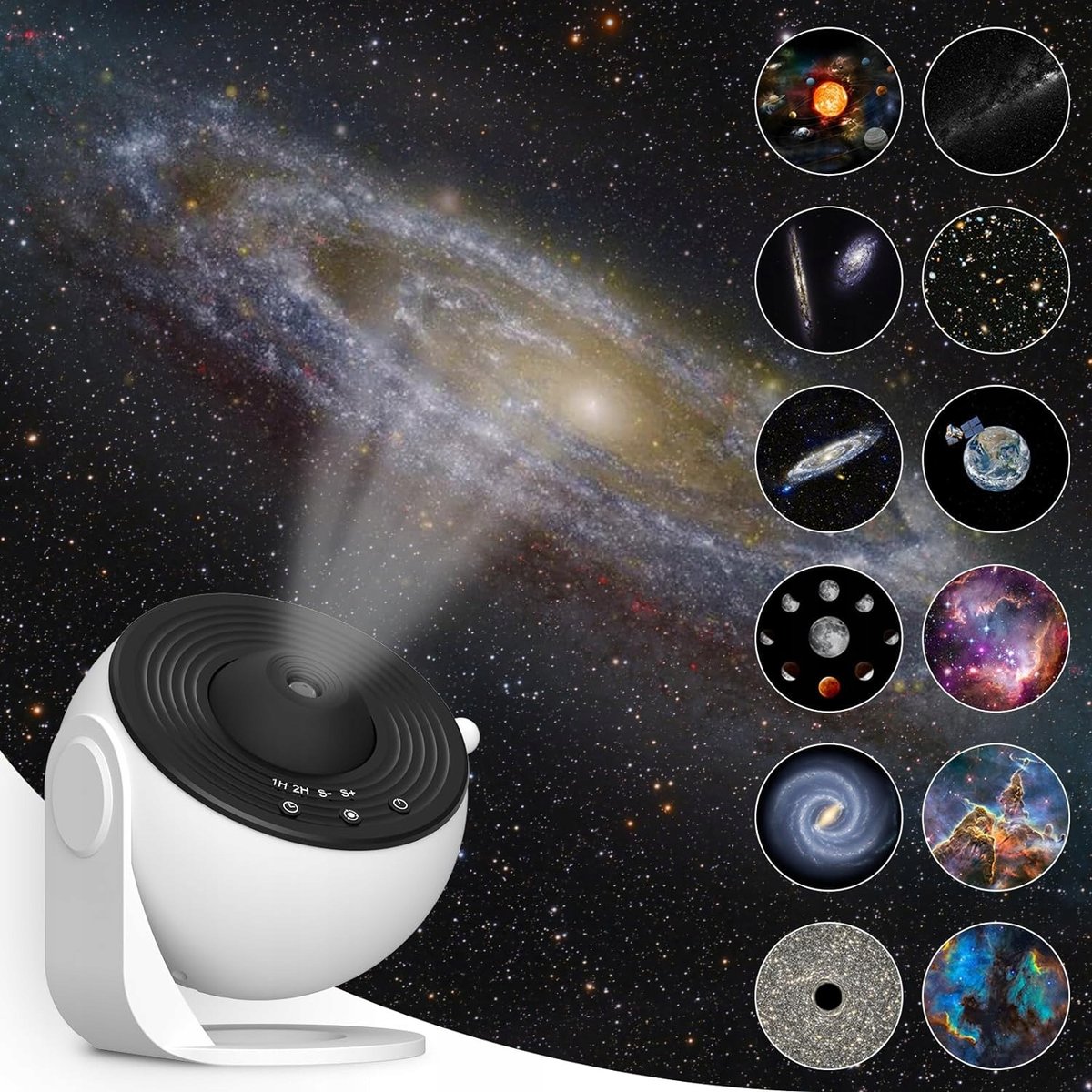PROJEKTOR GWIAZD LED 360° POKÓJ DZIECKA 12 WYMIENNYCH DYSKÓW CICHY