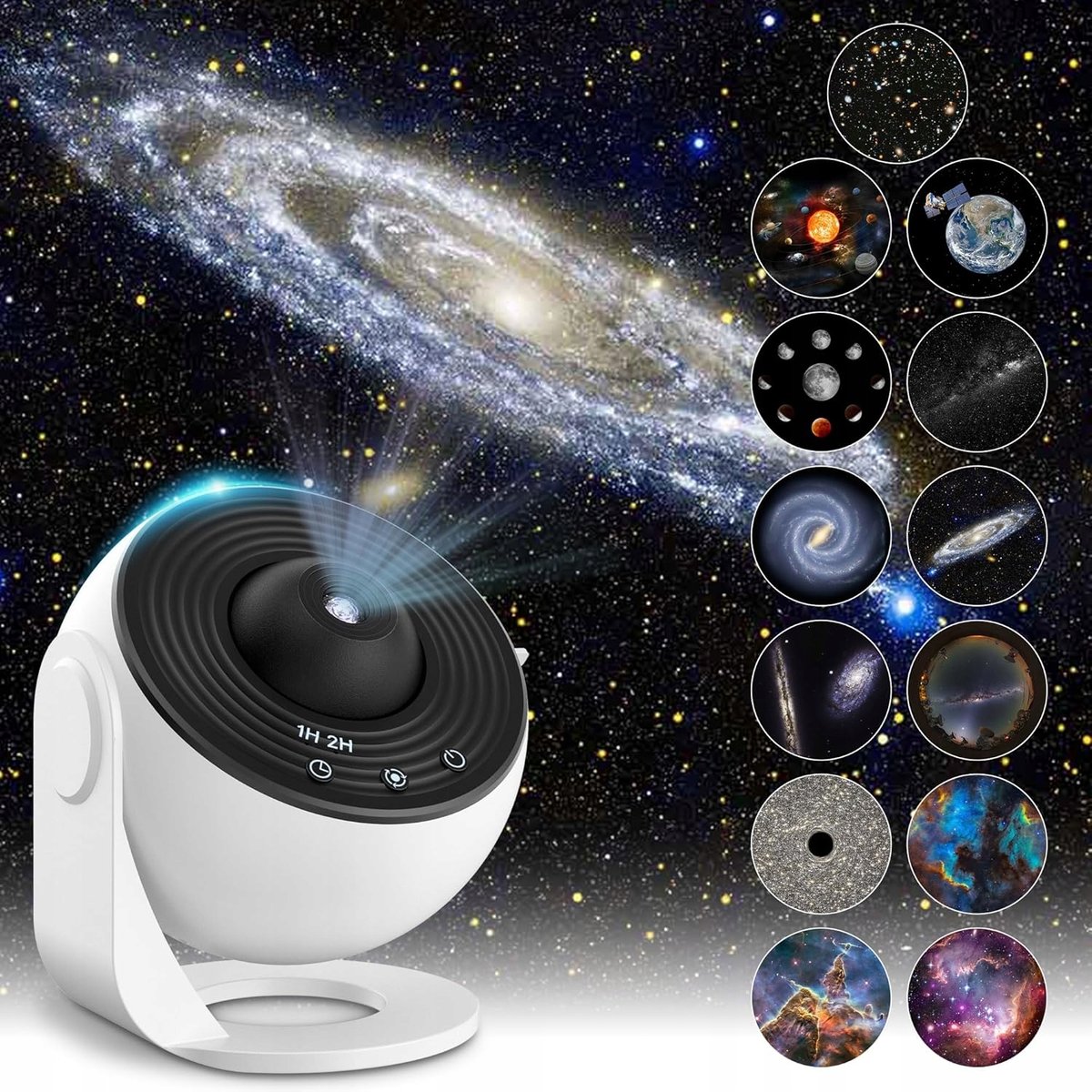 PROJEKTOR GWIAZD GALAKTYKI HD POKÓJ DZIECKA 12 DYSKÓW SCEN 360° TIMER