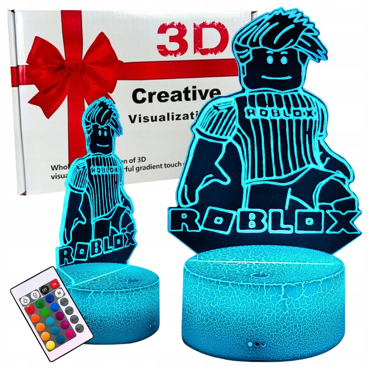 Lampka Nocna Biurkowa dla Dzieci Gra Roblox Podświetlana 16 LED + Pilot