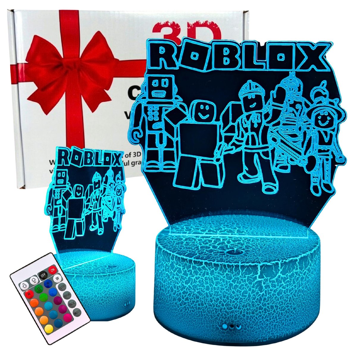 Lampka Nocna Biurkowa dla Dzieci Roblox Ekipa Podświetlana LED 3D + Pilot