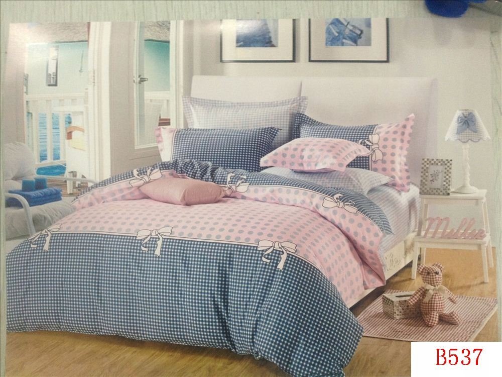 Komplet pościeli 100% bawełna Mengtianzi B-537 kolorowa kokardy 200x220 3el