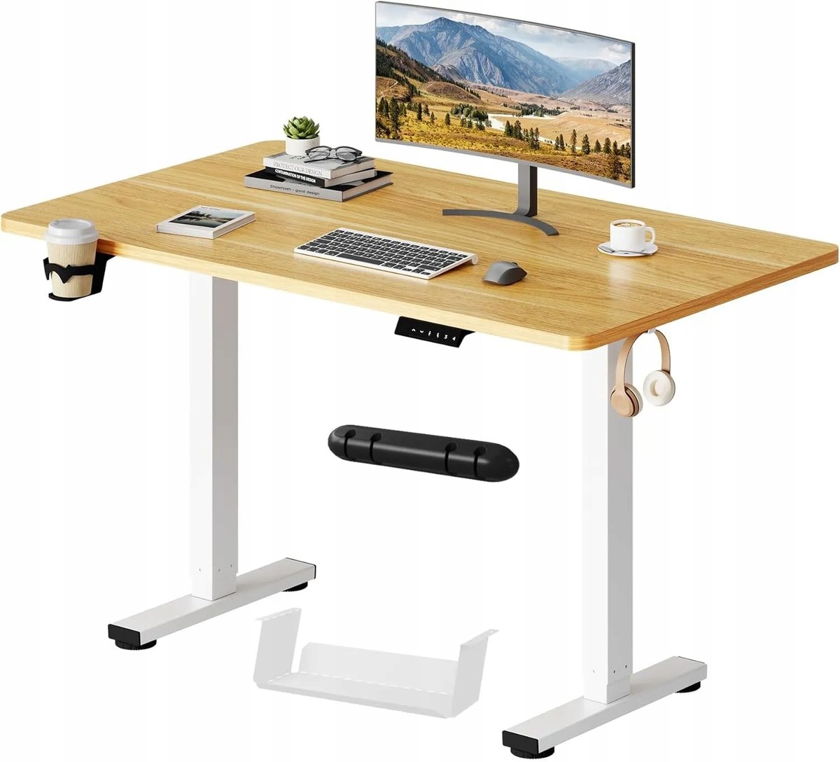 BIURKO ELEKTRYCZNE SANODESK FQ2M 120x60 CM KOLOR KLON BIAŁY STELAŻ