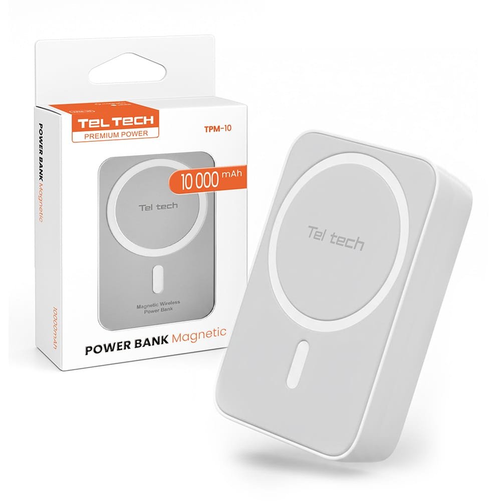 Teltech power bank MagSafe bateria awaryjna 3A 15W biały 10000 mAh TPM-10