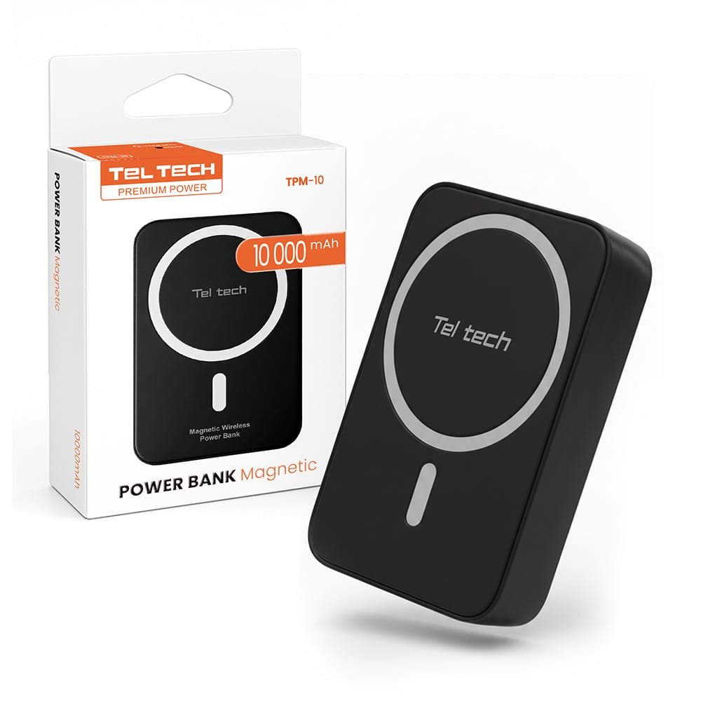 Teltech power bank MagSafe bateria awaryjna 3A 15W czarny 10000 mAh TPM-10