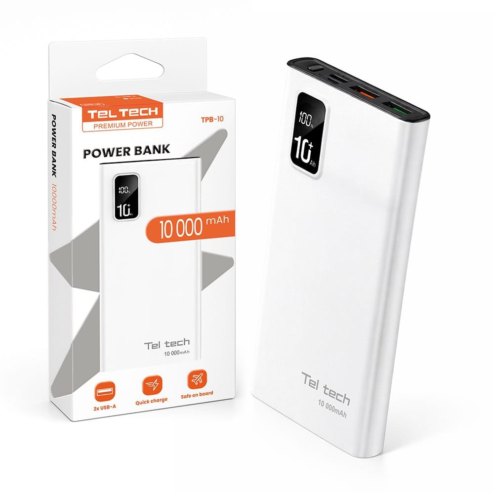 Teltech power bank bateria awaryjna 5A 22.5W biały 10000 mAh TPB-10