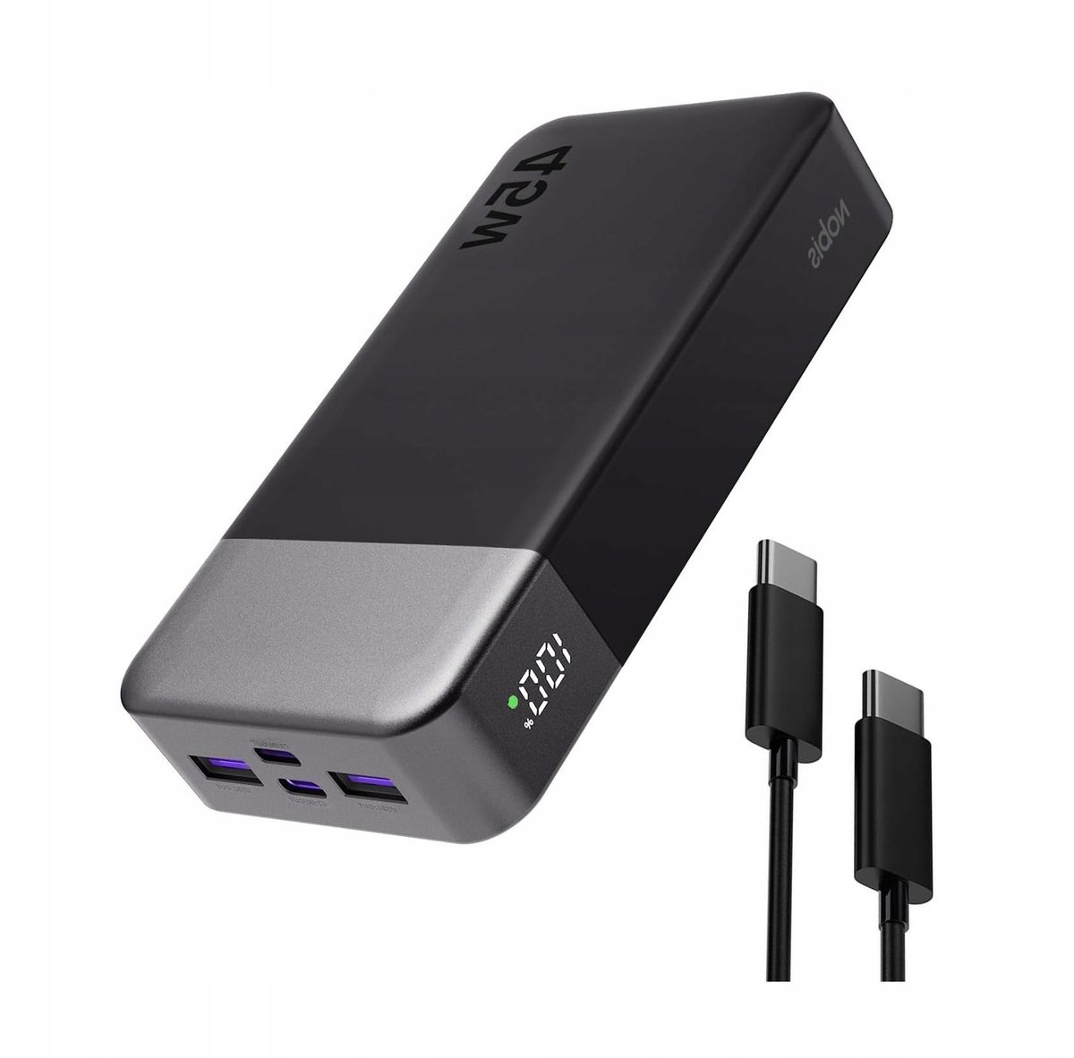 POWERBANK 20000mAh 45W 2x USB-C, 2x USB-A szybkie ładowanie 4 złącza czarny