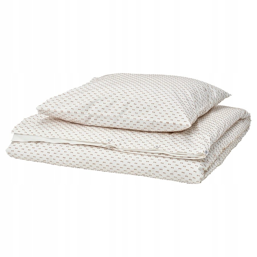 IKEA BANDKNIPPE komplet pościeli 2 części biały/beżowy 150x200/50x60