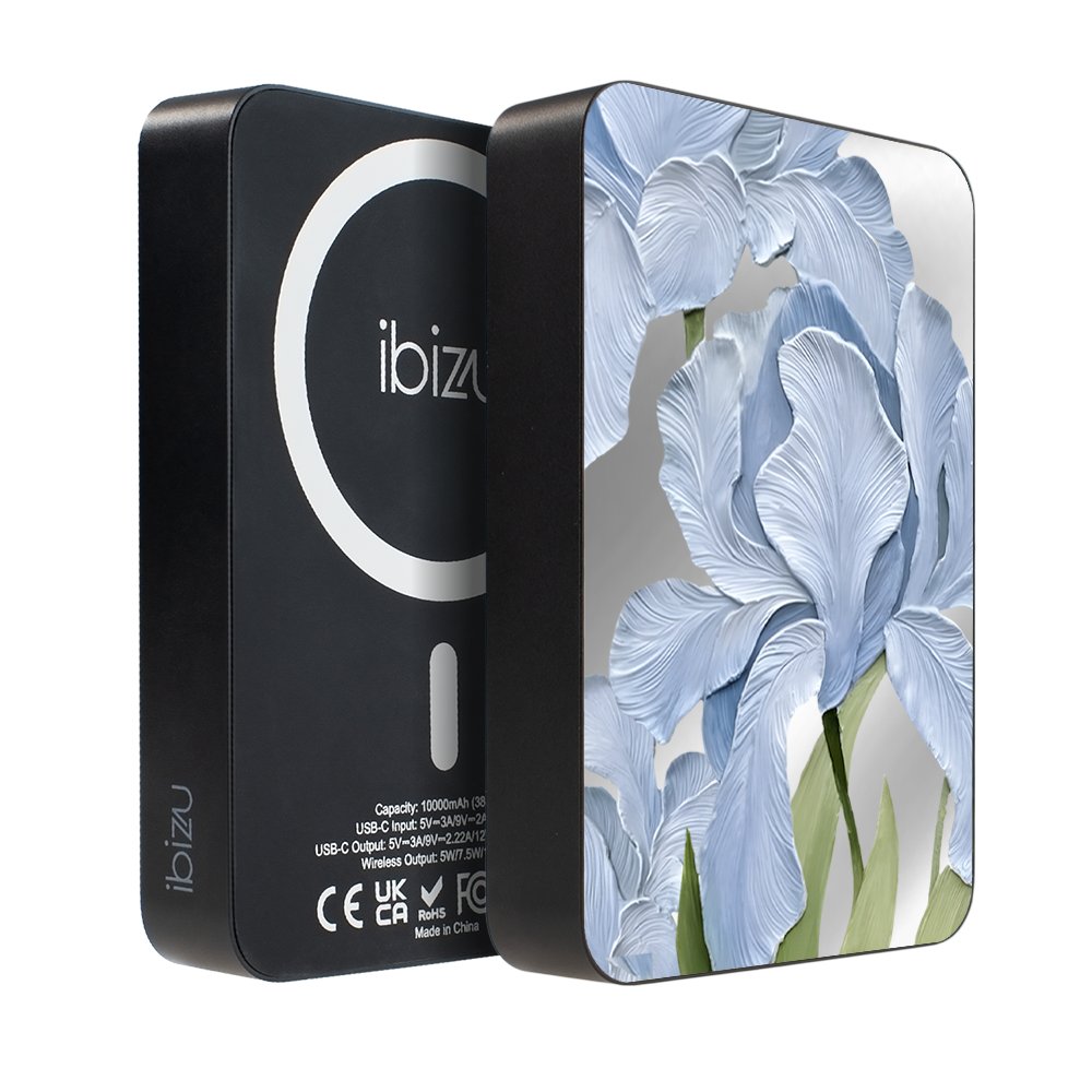 Powerbank IBIZU MagPower 10 000 mAh, gwiezdna czerń, magnetyczny, aluminiowy, Błękitny irys