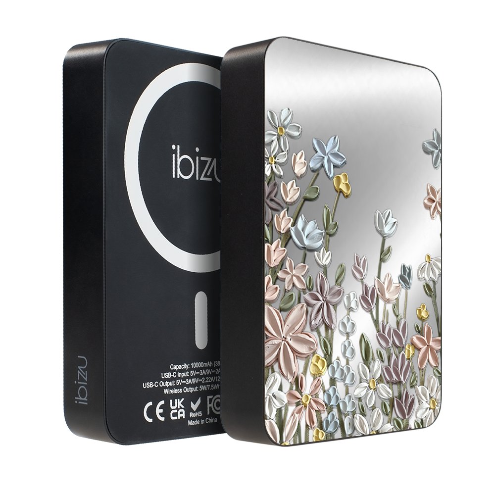 Powerbank IBIZU MagPower 10k do iPhone z MagSafe, solidny, aluminiowy, 10 000 mAh, Wiosenna łąka