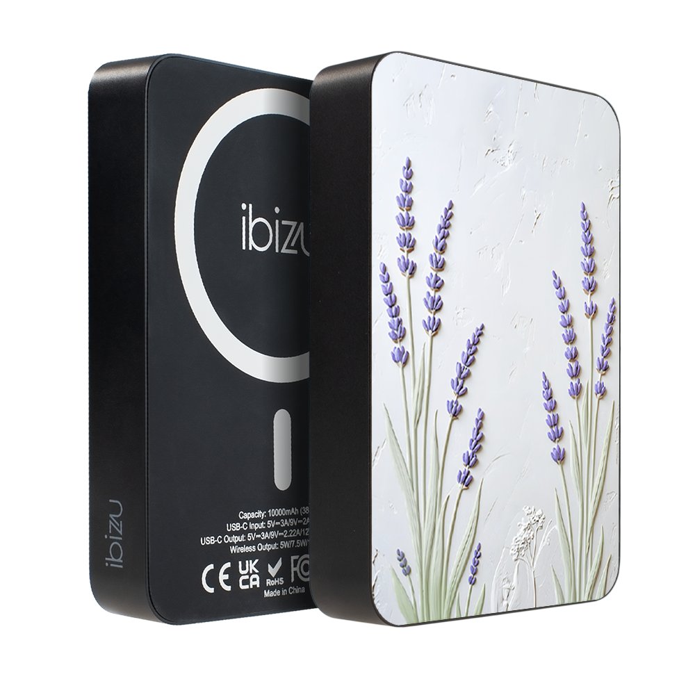 Powerbank IBIZU MagPower 10 000 mAh, gwiezdna czerń, magnetyczny, aluminiowy, Prowansalska lawenda