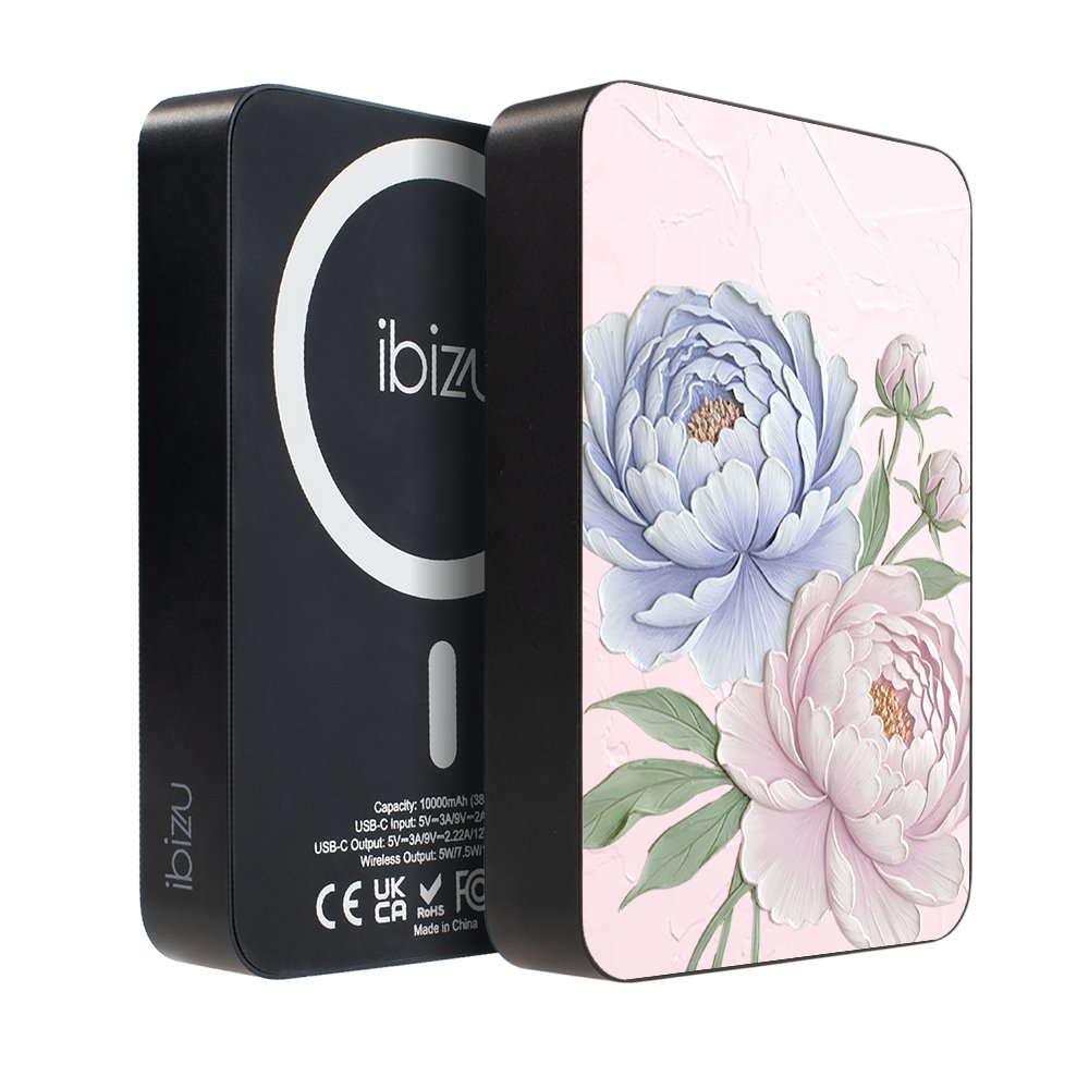 Powerbank IBIZU MagPower 10 000 mAh, gwiezdna czerń, magnetyczny, aluminiowy, Piwoniowy róż