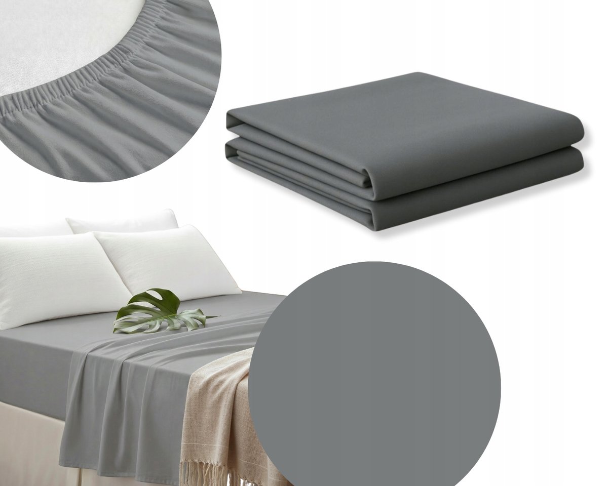 PRZEŚCIERADŁO 100x200 Grafit z gumką JERSEY BAWEŁNA MATERACYK PRODUK POLSKI