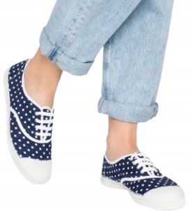 BENSIMON TRAMPKI DAMSKIE GRANATOWE W KROPKI Z BIAŁYM NOSKIEM 37 3_A