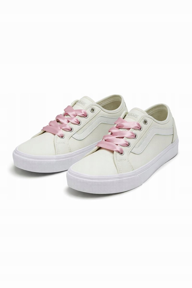 VANS TRAMPKI DAMSKIE SKÓRZANE KREMOWE Z RÓŻOWYMI WSTĄŻKAMI 40 6GA