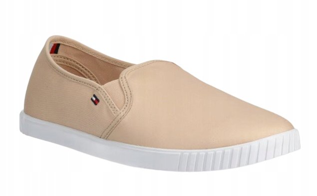 TOMMY HILFIGER CANVAS TRAMPKI DAMSKIE BEŻOWE NISKIE WSUWANE 36 14AD