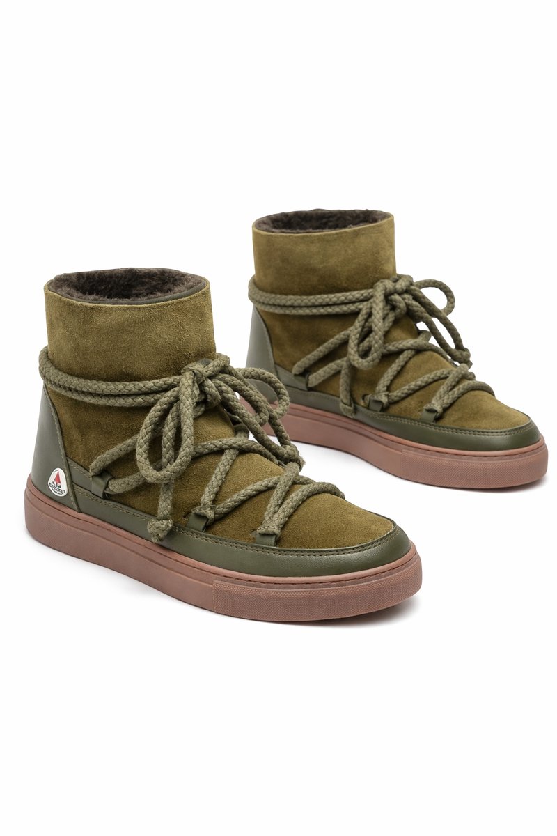 INUIKII DAMSKIE BUTY KHAKI ŚNIEGOWCE ZA KOSTKĘ 38 I4A