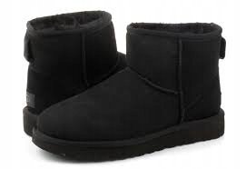 UGG DAMSKIE CZARNE ŚNIEGOWCE SKÓRZANE 36 1Ż1C
