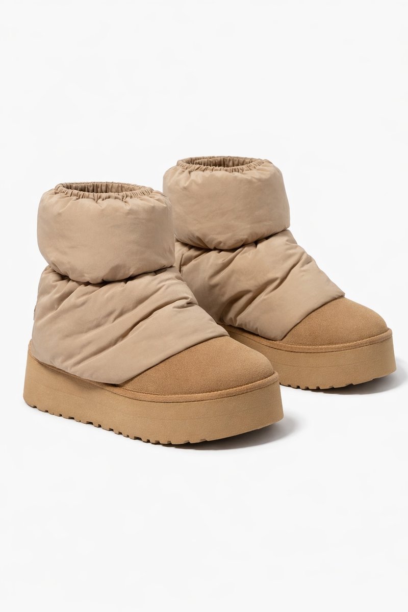 UGG ZIMOWE ŚNIEGOWCE Z SKÓRY NATURALNEJ I TKANINY BEŻOWE 37 1I3A