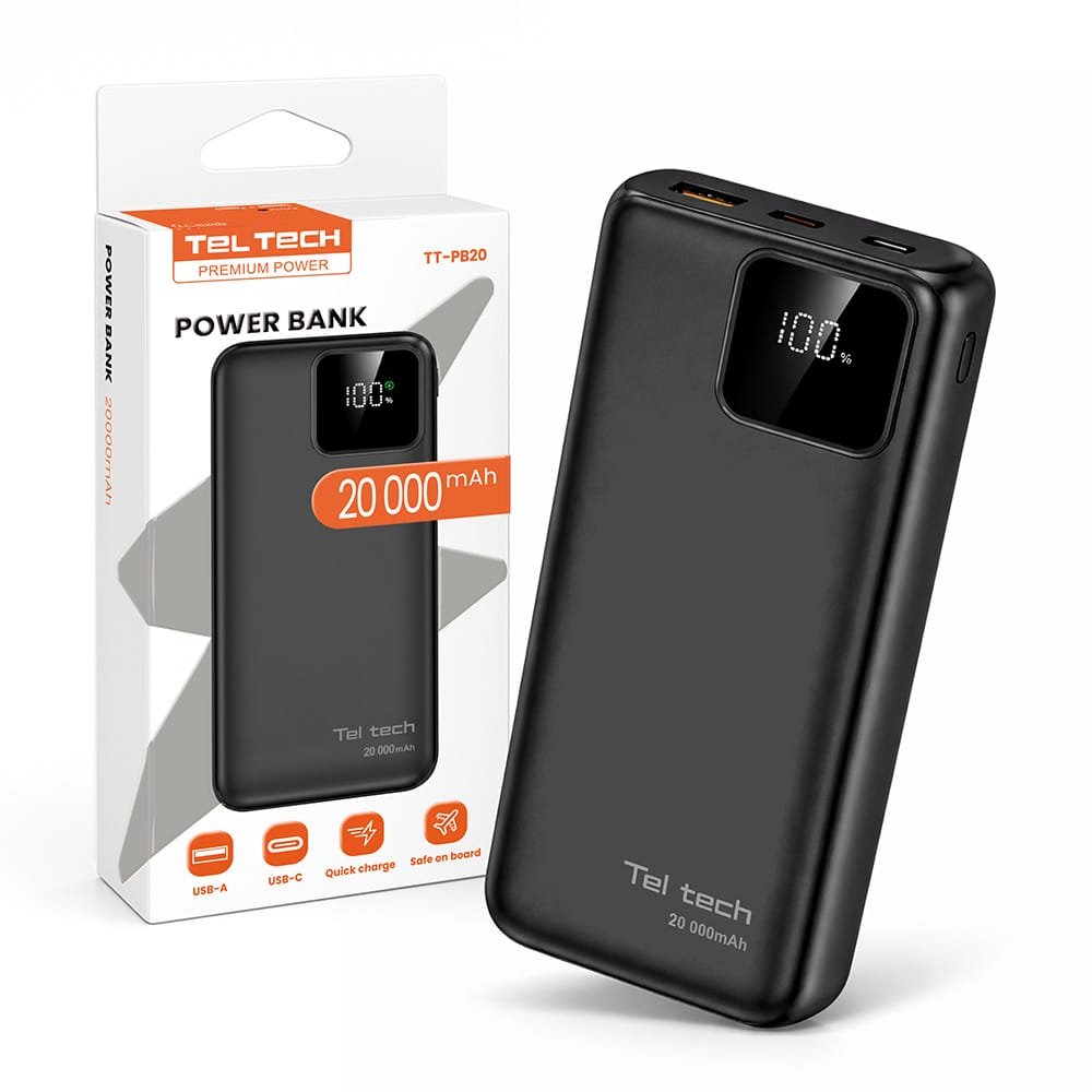 Powerbank 20000mAh Bateria awaryjna 5A 22.5W Czarny Power Bank Szybkie Ładowanie