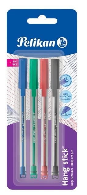 Długopis Pelikan Hang Stick 1 mm zestaw 4 kolory w blistrze 4 szt